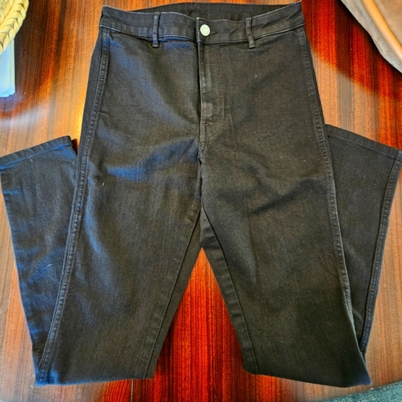 H&M &denim Skinny Coupe Moulante  High Waist Ankle Black Jeans US 4 NWT - Picture 1 of 8